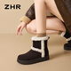 ZHR is the snow boots for women, thickened and velvet warm cotton shoes, women's 2025 winter new versatile furry shoes, coffee color 37