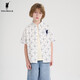 POLOWALK children's summer shirt boys' short-sleeved top shirt loose, comfortable and fashionable white 110 cm