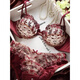 Triumph European and American Sexy Embroidered Lace Red Underwear Women's Zodiac Year Big Breasts Show Small Large Size Bra Set Red Set 75C