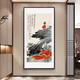 Explore Time Lotus Hanging Painting Living Room Corridor Aisle Vertical Mural New Chinese Style Entrance Entrance Ink Chinese Painting Retro Decorative Painting Jiaou Tu-A 70*140cm Imported solid wood frame + canvas + high-definition plexiglass