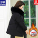 ROMON 2026 new middle-aged mother hooded down jacket mid-length large fur collar winter jacket hot style for middle-aged and elderly people dark gray purple L recommended 80-100 Jin Jin equals 0.5 kg