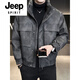 JEEP SPIRIT Leather Down Jacket Men's Winter Stand Collar 2025 New Casual Big Pocket American Retro Thickened Winter Jacket Brown M 100-130Jin Jin is equal to about 0.5 kg
