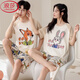 浪莎（LangSha）情侣睡衣夏季纯棉短袖睡裙女甜美韩版卡通可外穿男大码家居服套装 -687 M 单女