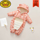 G.duck baby down cotton jumpsuit newborn winter boy crawling clothes children's outdoor hugging clothes winter clothes red star (double zipper plus velvet thickening) 70cm 70 yards (recommended 0-4 months 9-14Jin Jin equals 0.5 kg)