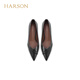 Hazen genuine leather lambskin pointed toe high heels commuting versatile shallow mouth single shoes for women 2026 new black sheepskin 34
