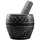 Fantasy large garlic pounder stone garlic mortar grinder stone mortar for pounding medicine, smashing pepper, peeling garlic and garlic press, hand-carved diameter 25 cm with wooden hammer