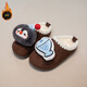 UKUHPK Cute Cartoon Penguin and Fish Children's Baotou Slippers 2026 Autumn and Winter Girls' Outerwear Plush Cotton Slippers Camel 23