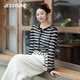 Jessy line Jessy Lai versatile striped slim knitted cardigan for women 2025 autumn new short little sweater light apricot XS