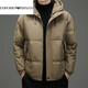 EMPORIO ARMANI Armani 2025, новый пуховик, мужская зимняя куртка с капюшоном, утолщенный белый утиный пух, красивый корейский вариант, модная защита бренда, цвет хаки XL