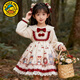 G.duck original girls winter Lolita dress new style 2025 temperament cherry baby skirt children's cartoon lace off-white cherry D99 plus velvet 130 cm