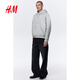 H&M Men's Sweatshirt 2025 Winter Plus Velvet Couple Outdoor Drop Shoulder Loose Red Christmas Hoodie 0970819 Gray S 170/92