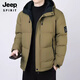 JEEP SPIRIT2025 new winter men's down imitation silk cotton coat thickened warm hooded coat cold-resistant imitation silk cotton coat casual light brown 3XL