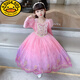 G.duck Elsa Princess Dress Girls Spring Autumn Winter 2025 New Long Sleeve Cute Birthday Puffy Mesh Midi Dress Q22209 Pink Single Skirt + Veil Velvet Fabric 110 110cm (Suitable for Height 100-110cm)