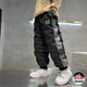 HAL.DUCK boys' down pants 2026 new autumn and winter children's one pair of winter thickened and warm boys' winter big children's cotton pants black 140 cm