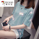 啄木鸟（TUCANO）短袖t恤女韩版胖妹妹百搭显瘦遮肚子上衣加大码胖mm夏装新款印花 9928灰色 3XL 160-180斤