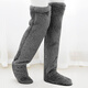 Shiganuga long double-sided velvet thermal knee socks for the elderly bed-ridden care foot warmer artifact gray dark one size
