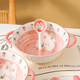 Tuojin cute ceramic double-eared soup bowl, large snail noodle bowl, large bowl, children's instant noodle bowl, personal rice bowl and dish set, exquisite gift box for 6 people, 27-piece set