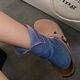 Ao Yan Lai FR2U Japanese style rear slit pile socks, lazy style, super soft and comfortable on the feet, blue