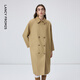 Langzi Basic Wardrobe Classic Double-Breasted Windbreaker Jacket French Intelligent Temperament Coat Autumn New Style Dark Beige XS