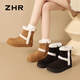 ZHR is the snow boots for women, thickened and velvet warm cotton shoes, women's 2025 winter new versatile furry shoes, coffee color 37