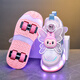 Woodpecker Girls' Labu Bu Luminous Four-Wheel Heelys Shoes 2025 Autumn and Winter Children's Girls Roller Leather Skates Pink High Quality Rechargeable Luminous Shoes 28