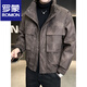 ROMON Leather Down Jacket Men's Winter Stand Collar 2025 New Casual Big Pocket American Retro Thickened Winter Jacket Brown M 100-130Jin Jin is equal to about 0.5 kg
