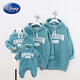 Disney's 100-day parent-child sweatshirt autumn and winter style for a family of three and four, hooded white mother and daughter photoshoot, mother and baby romper, off-white, no velvet, 80 romper with hood, size 80