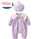 Disney baby spring and autumn long-sleeved one-piece baby girl cute princess harem Internet celebrity fashion full moon 100-day outing romper red J hooded lace collar one-piece 66 52cm