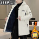 JEEP SPIRIT winter mid-length windbreaker men's hooded plus velvet thickened parka cotton trendy handsome casual jacket 3-29-plus velvet 25801 black M