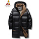 Scarecrow Fat Man Winter New Plus Size Plus Size Down Jacket Men's Thickened Mid-Length Removable Hat Warm Winter Clothes Black Brown 3XL (190-210Jin Jin is equal to 0.5kg)