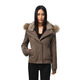 FDR flagship store Fiona Slim Short Fur Collar Jacket 2025 New High-end Jacket Women's Autumn and Winter Beige S
