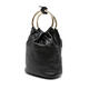PRADA Women's Handbag Adjustable Shoulder Strap Drawstring Design Portable Storage Shoulder Carrying Black Sheepskin Metal Ring Black TU