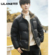 利郎（LILANZ）官方90白鸭绒羽绒服男冬季拼色立领2025年新款时尚面包服加厚冬装 黑色-旗舰款 M 【110斤以内】