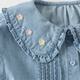DAVE&BELLA children's shirts 2026 spring new pure cotton girls' denim shirts for baby girls long-sleeved tops children's clothes denim blue ready stock 120 cm (recommended height 110-120cm)