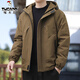 Woodpecker cold-resistant cotton coat men's winter fashion versatile plus velvet thickened bread coat hooded cotton jacket large size warm cotton coat 87022 black L