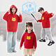 Pig Man (GG BOND) official genuine Internet celebrity national trend cute ggbond Pig Man hooded sweatshirt parent-child autumn and winter velvet jacket top red 170