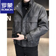 ROMON Leather Down Jacket Men's Winter Stand Collar 2025 New Casual Big Pocket American Retro Thickened Winter Jacket Brown M 100-130Jin Jin is equal to about 0.5 kg