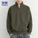 Sudadera ROMON de media cremallera para hombre, novedad de primavera 2026, suéter con cuello levantado de estilo coreano, top moderno para hombre, verde oliva XL