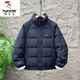 Woodpecker (TUCANO) new winter stand-up collar thickened duck down down jacket, fashionable, warm, trendy, versatile and simple winter jacket for men, black XL 125-145Jin Jin equals 0.5 kg
