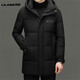 LILANZ Мужской пуховик средней длины, зимний утолщенный, новинка 2025 года, повседневная теплая куртка для папы с капюшоном, мужская флагманская мужская куртка Lilanz, черный L 175 Рекомендуется 120–140 Джин Джин равен 0,5 кг