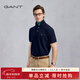 GANT/GANT 100% cotton summer men's casual fashion printed logo lapel short-sleeved T-shirt POLO shirt 410 navy L