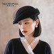 Hat Women's Black Mesh Autumn and Winter New French Retro Hat Short Brim Fashion Felt Hat British Elegant Wool Hat Double Bead Mesh Black Adjustable M (55-58cm)