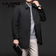 利郎（LILANZ）羽绒服男中长款外套秋冬中老年翻领白鸭绒加厚保暖风衣外套 绿色 M