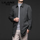 利郎（LILANZ）羽绒服男中长款外套秋冬中老年翻领白鸭绒加厚保暖风衣外套 绿色 M