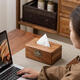 Fantasy new Chinese style solid wood tissue box home living room coffee table tissue box creative high-end tissue box storage box ornaments walnut + goose soft stone tissue box