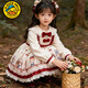G.duck original girls winter Lolita dress new style 2025 temperament cherry baby skirt children's cartoon lace off-white cherry D99 plus velvet 130 cm