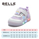 Belle Children's Shoes 26 Spring New Children's Toddler Shoes Girl Butterfly Flash Shoes Soft Sole Lightweight Breathable Baby Casual Shoes Butterfly Flash-White/Pink 21 Suitable for feet about 12.9-13.3cm long