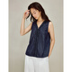 INMAN (INMAN) Inman linen cotton original color fungus sleeveless denim shirt 2026 spring women's new baby doll shirt dark denim blue XL