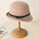 Woodpecker (TUCANO) simple ladylike style wool knitted top hat for women in autumn and winter, elegant and warm, showing face, little fisherman hat, bow basin hat, khaki color, adjustable (53-59cm head circumference)