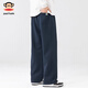 Big mouth monkey (paul frank) American retro casual pants men's 2025 winter new loose straight slim sports versatile and comfortable long pants navy blue official authentic XL recommended 130-145Jin Jin equals 0.5 kg